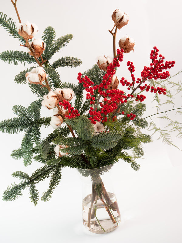 Abeto, ilex y algodón - Mix invernal