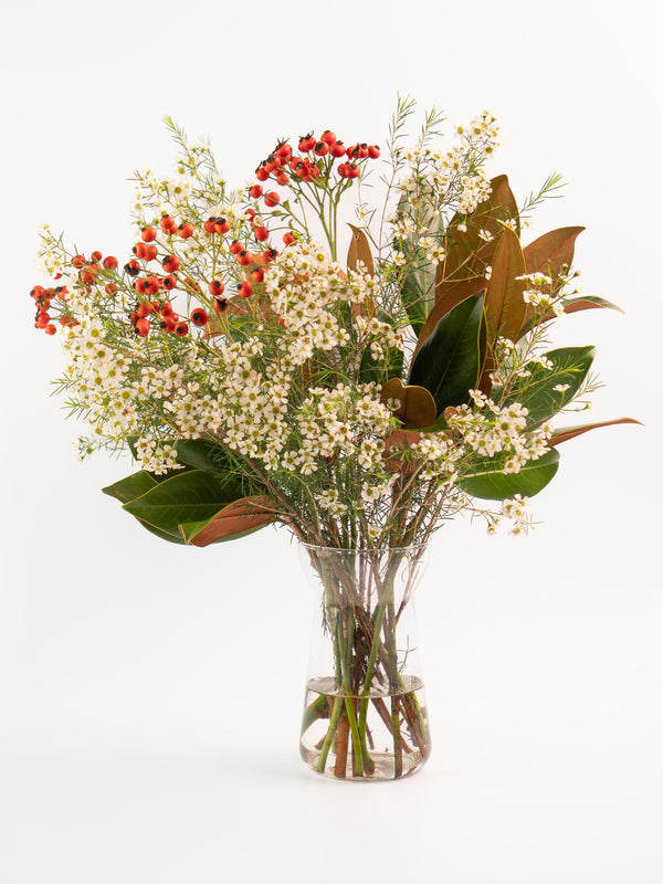 Magnolia, escaramujo y flor de cera - Mix otoñal