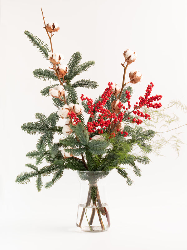 Abeto, ilex y algodón - Mix invernal